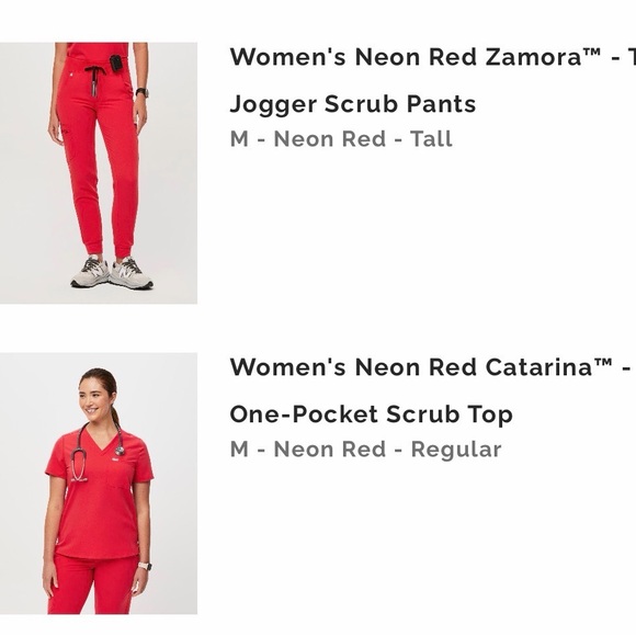 Neon Red Figs Scrub Set - Size Medium - Picture 8 of 8